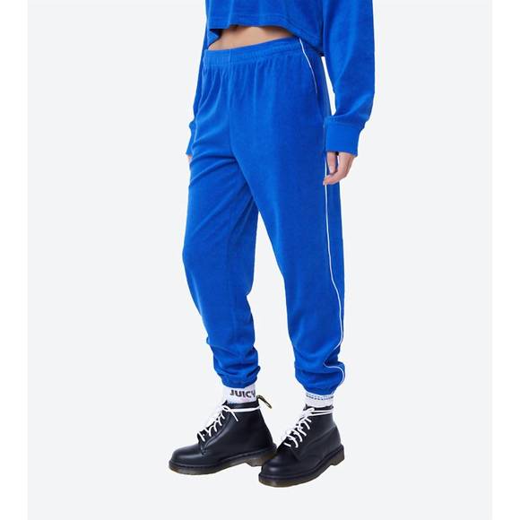 NEW JUICY COUTURE surf the web micro terry east jogger pant in blue - Picture 2 of 2